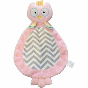 BABY Aspen Owl Lovey Security Blanket Plush HTF Pink Gray Chevron Rattle Baby To